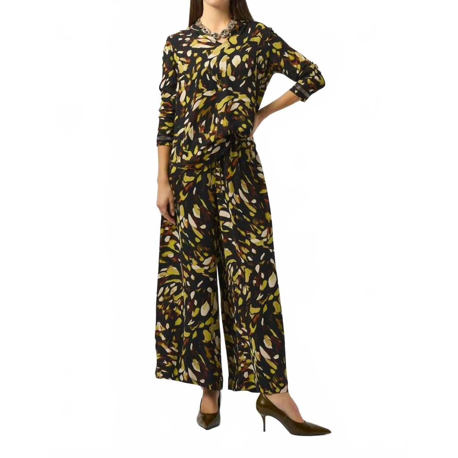 New Joseph Ribkoff Animal Print Wide Leg Pant In Black Multi